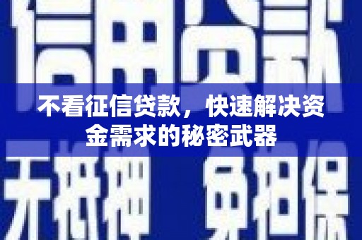 通榆不看征信贷款，快速解决资金需求的秘密武器