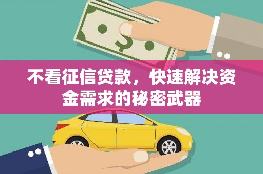 通榆不看征信贷款，快速解决资金需求的秘密武器