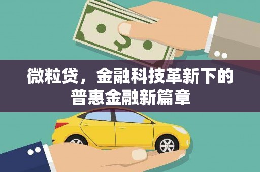 通榆微粒贷，金融科技革新下的普惠金融新篇章